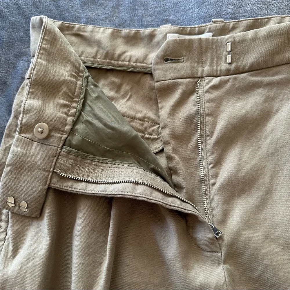 Babaton Linen Blend Straight Leg Tan Pants Size 10